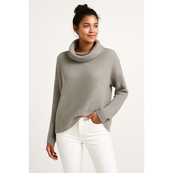 Devotion by Cyrus Women’s Cowl Neck Ribbed Knit Sweater Gray Size Small NWOT - Picture 1 of 9